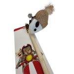 Kistappancs természetes pálcás macskajáték – juta egér tollal és csengővel 