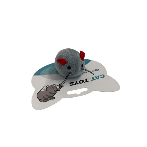 felhúzhatós rezgő plüss egér macskajáték – szürke önjáró egér