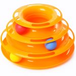 Kistappancs 3 szintes cicajáték forgó labdákkal – narancssárga toronyjáték 