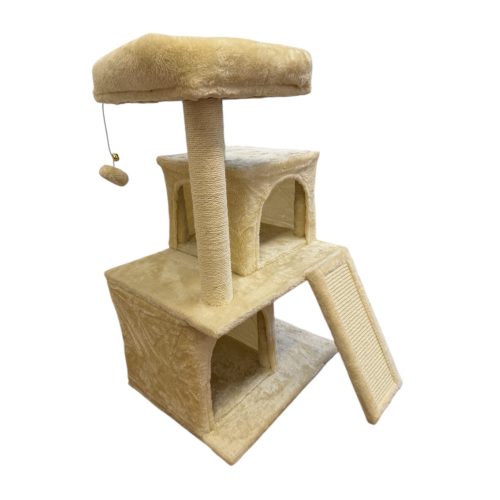 Prémium macskatorony – 3 szintes mászó- és pihenővár kaparófával 