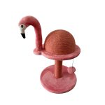 flamingós macskakaparó – rózsaszín, játékgolyóval és stabil talppal