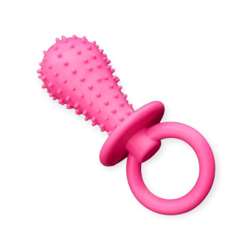 Rágóka kutyáknak - cumi formájú fogtisztító játék rózsaszín