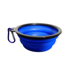   Összecsukható szilikon utazótál kutyáknak/macskáknak kék