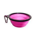 Összecsukható szilikon utazótál kutyáknak/macskáknak rózsaszín