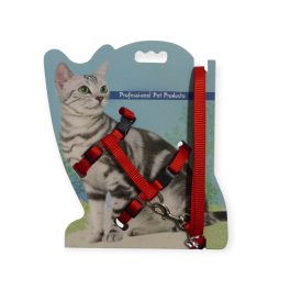 Állítható macskahám pórázzal - piros