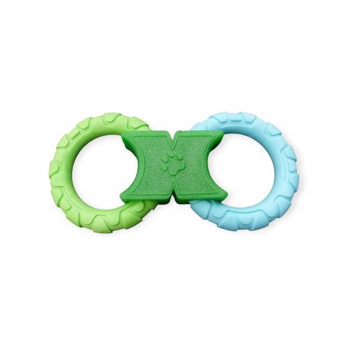 Dupla karika rágójáték kutyáknak – fogápoló, strapabíró gumijáték zöld