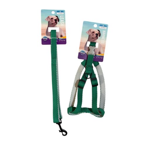 Hám + póráz szett – zöld, S méret 