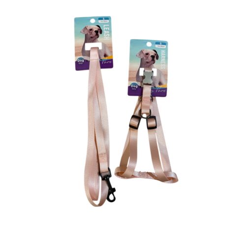 Pasztell Rózsaszín Hám + Póráz Szett – S méret 