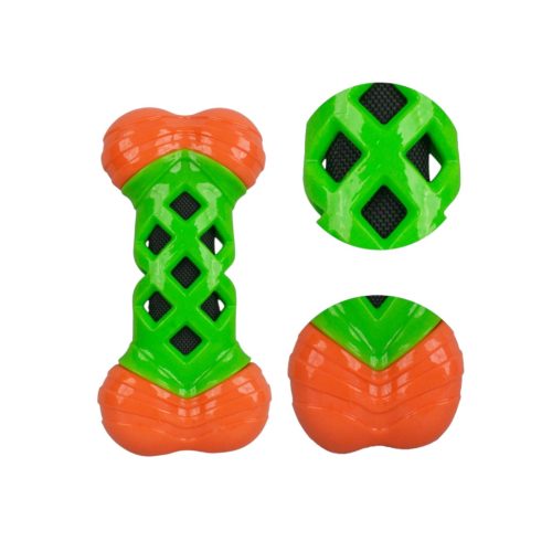 rágócsont kutyajáték – zöld-narancs TPR fogtisztító csont 