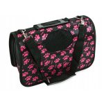 Összecsukható kisállat hordozótáska – mancs mintás, több méretben rózsaszín