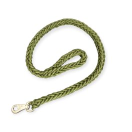 Erős fonott kutyapóráz fém karabinerrel zöld
