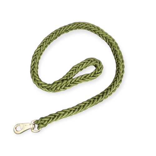 Erős fonott kutyapóráz fém karabinerrel zöld